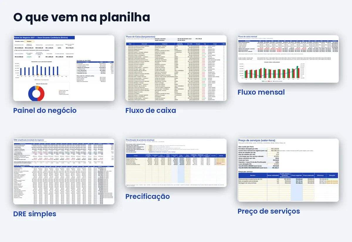 As abas da planilha